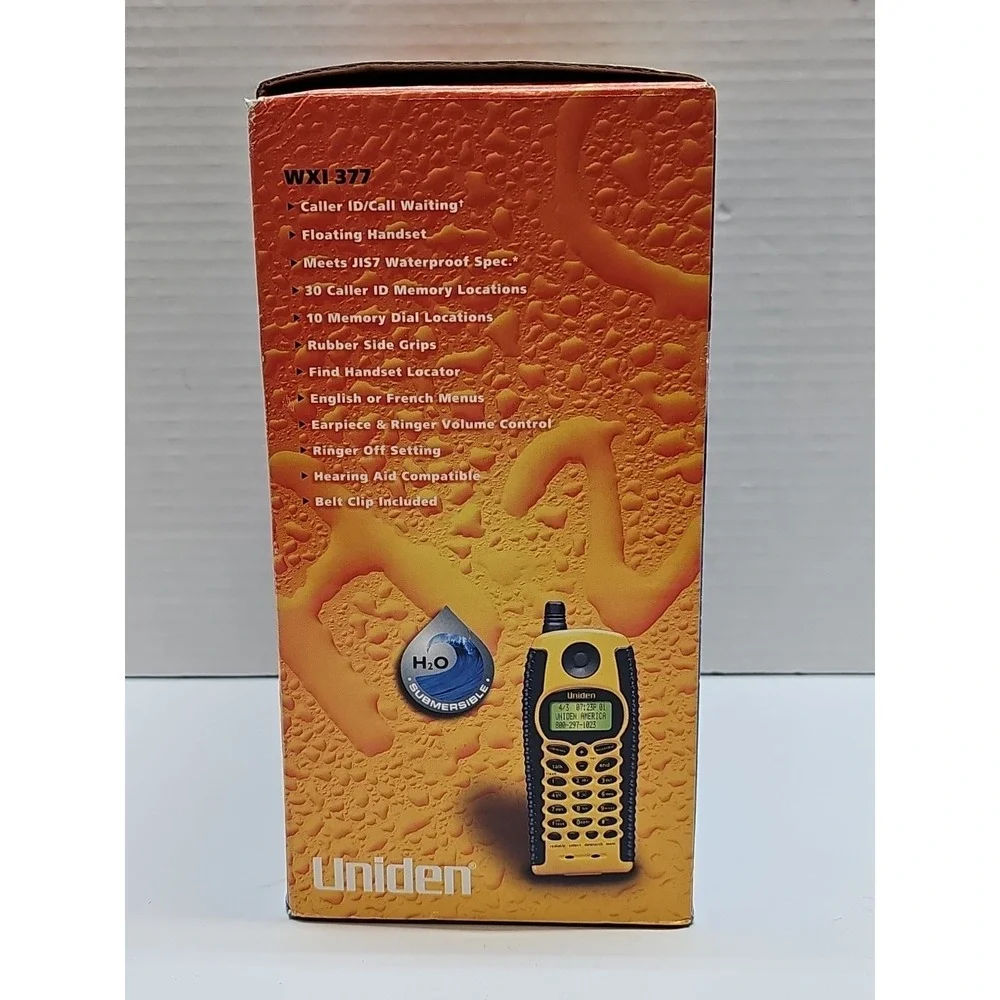 NEW - UNIDEN WXI 377 SUBMERSIBLE CORDLESS PHONE IN ORIGINAL BOX WITH PAPERS